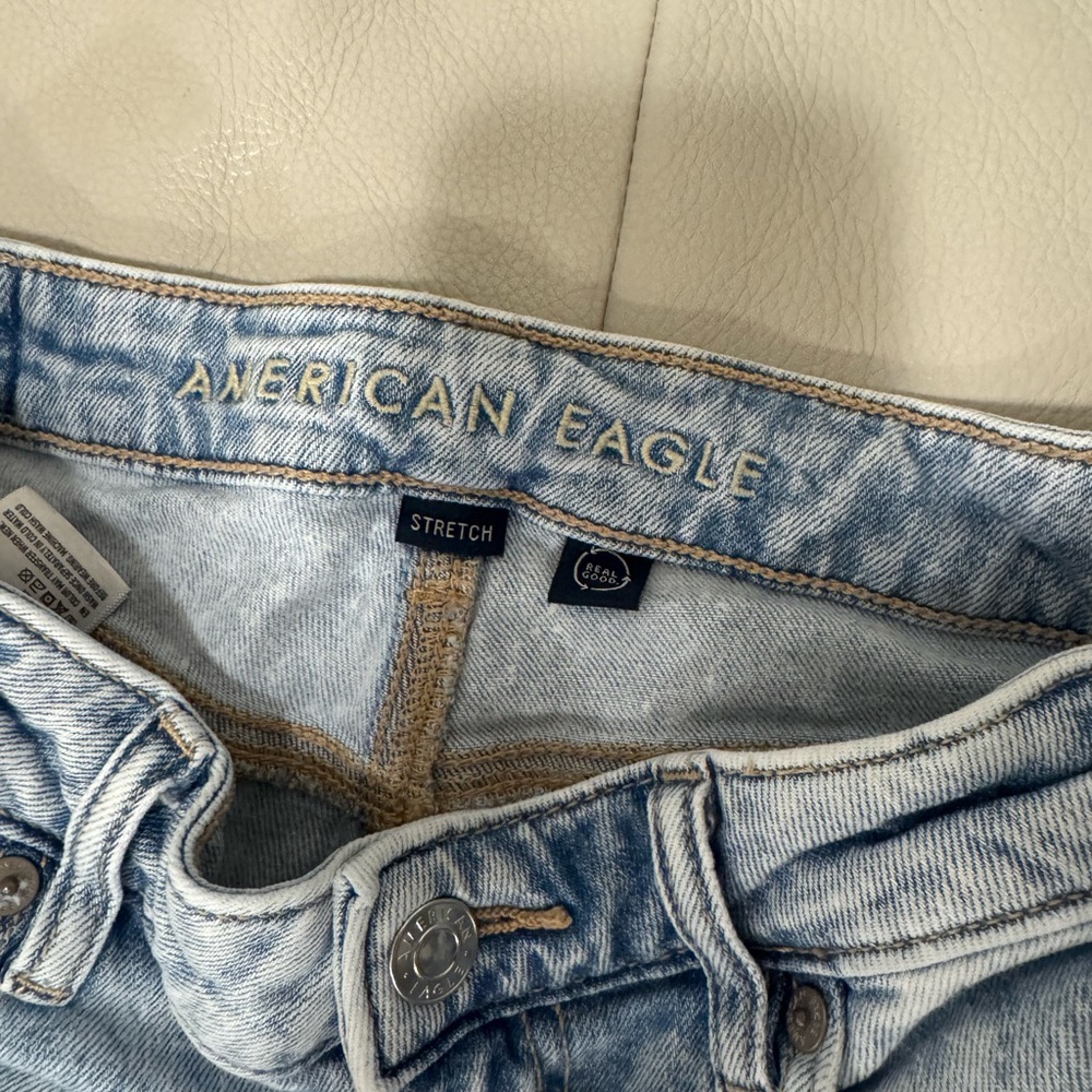 American Eagle Dreamy Drape Stretch Super High-Wasted Baggy Wide Leg Jeans - Picture 2 of 4